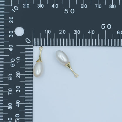 24K Gold Filled White Freshwater Pearl Linear Molten Pendant Bail | P1767