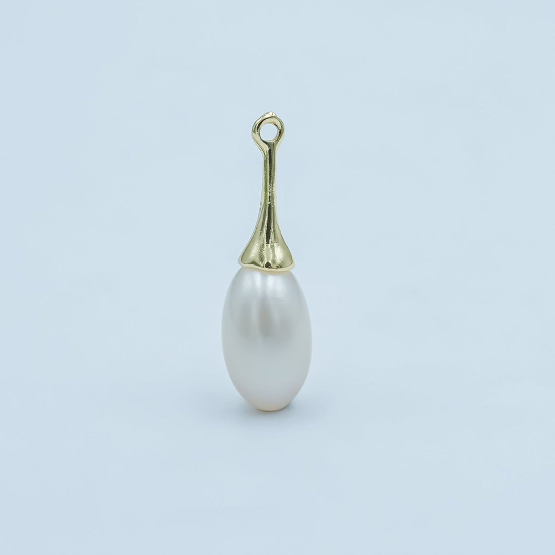 24K Gold Filled White Freshwater Pearl Linear Molten Pendant Bail | P1767
