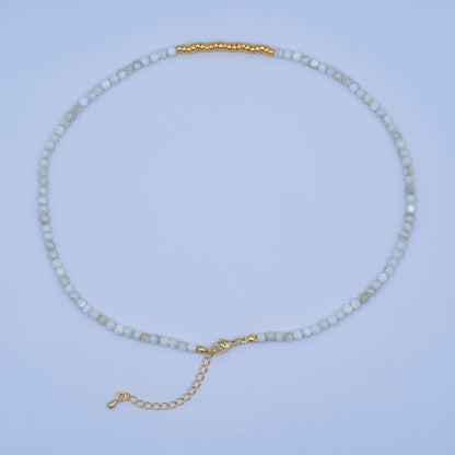 24K Gold Filled White Gemstone Bead 17 Inch Necklace | WA-2968