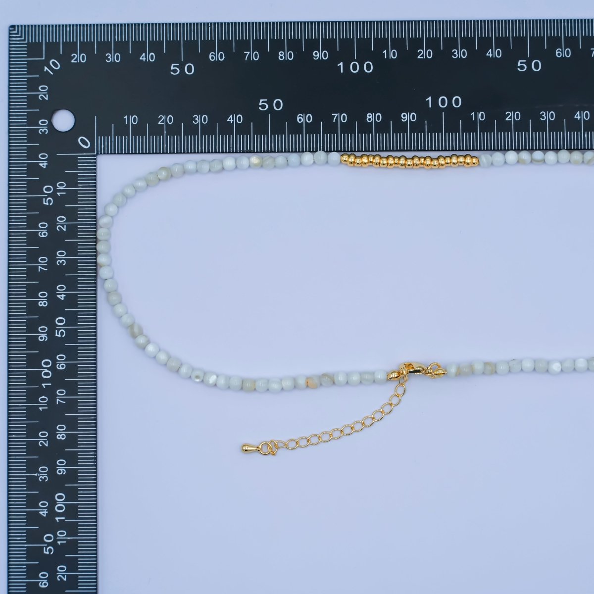 24K Gold Filled White Gemstone Bead 17 Inch Necklace | WA-2968