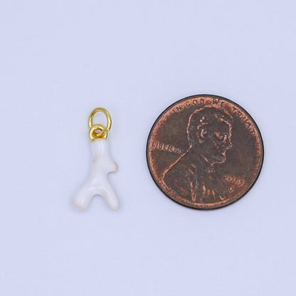24K Gold Filled White Geometric Coral Reef Enamel Charm | AF452