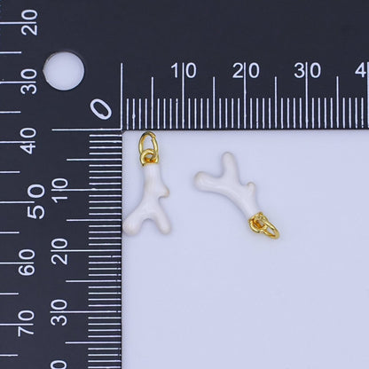 24K Gold Filled White Geometric Coral Reef Enamel Charm | AF452