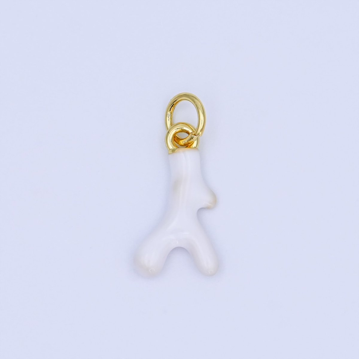 24K Gold Filled White Geometric Coral Reef Enamel Charm | AF452