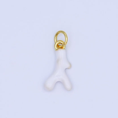24K Gold Filled White Geometric Coral Reef Enamel Charm | AF452