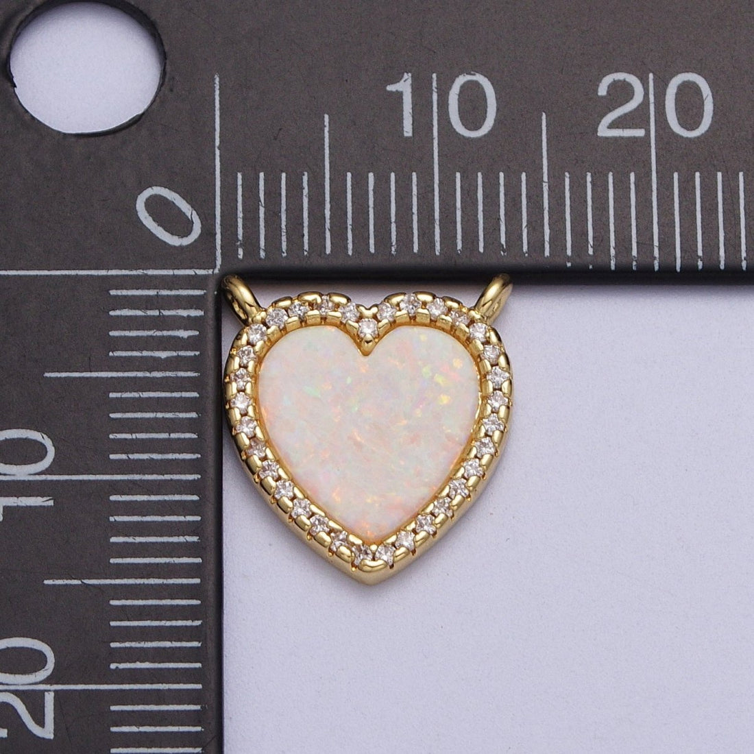 24K Gold Filled White Opal Heart Micro Paved CZ Connector | Y-658