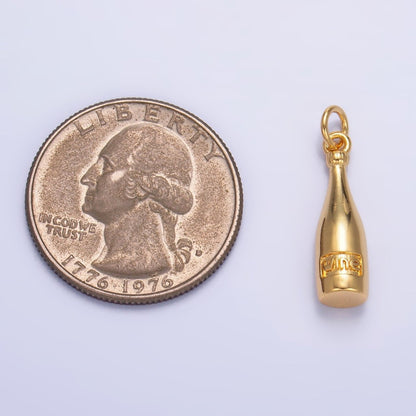 24K Gold Filled "Wine" Bottle Alcoholic Drink Mini Charm | X863