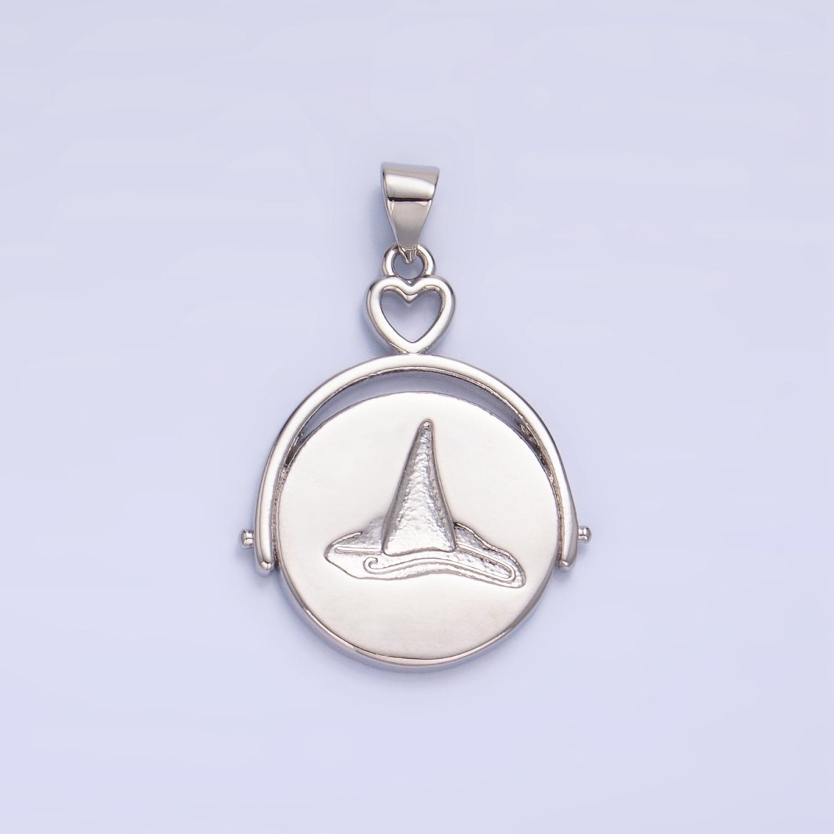 24K Gold Filled Witch Hat Broom Double Sided Pendant Halloween Jewelry in Gold &amp; Silver | AA999