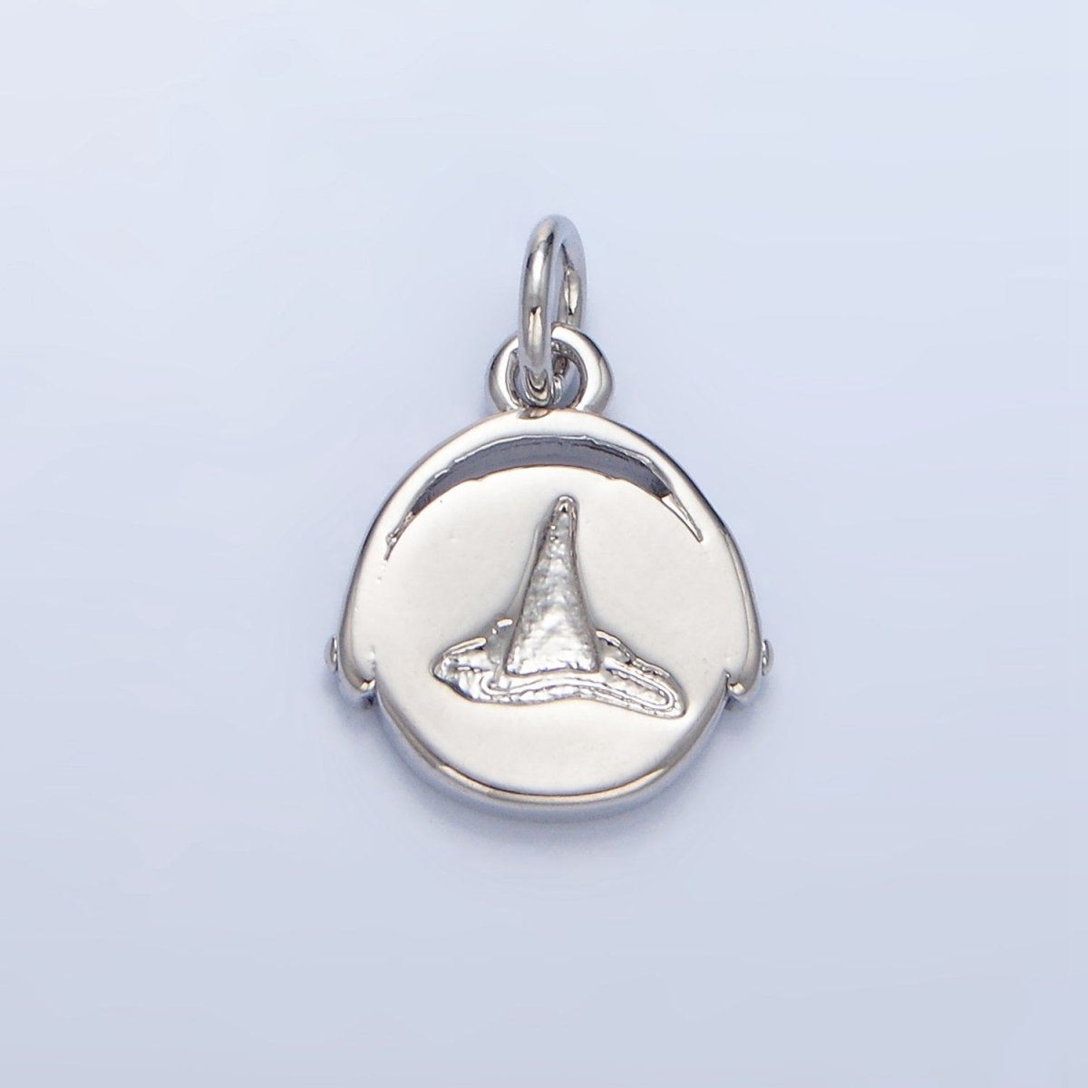 24K Gold Filled Witch Hat Minimalist Stamped Round Charm in Gold &amp; Silver | X908