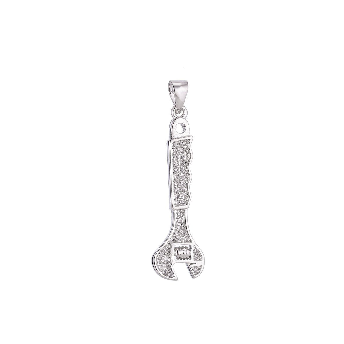 24K Gold Filled Wrenches Tools Pendant Charm with Cubic Zircon (CZ) Rhinestone for DIY Bails Findings for Jewelry Making Supplies H-194