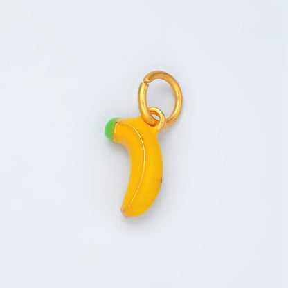 24K Gold Filled 12mm Yellow Tropical Banana Fruit Mini Charm | AG916