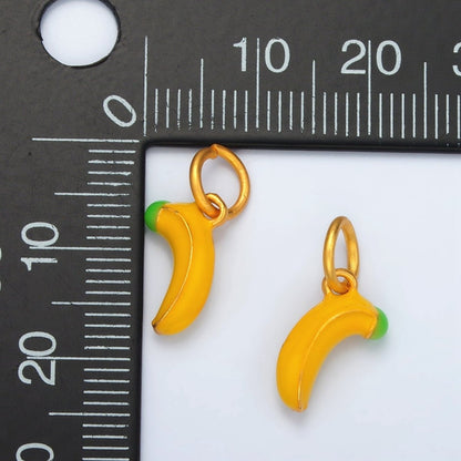 24K Gold Filled 12mm Yellow Tropical Banana Fruit Mini Charm | AG916