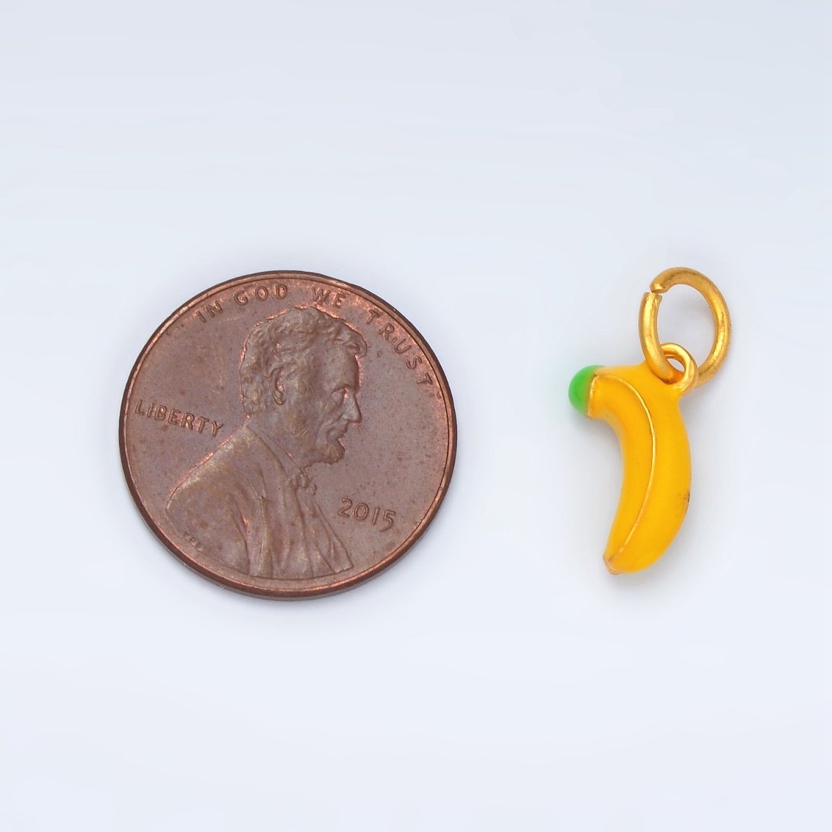 24K Gold Filled 12mm Yellow Tropical Banana Fruit Mini Charm | AG916