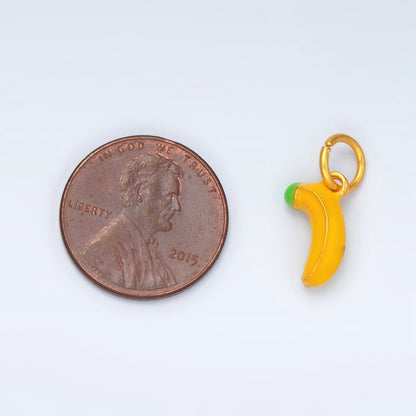 24K Gold Filled 12mm Yellow Tropical Banana Fruit Mini Charm | AG916