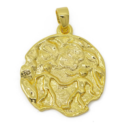 24K Gold Filled Zodiac Horoscope Sign Constellation Medallion Pendant Charm Rustic Rough Hammered Coin | A-A-1794-A-A1796