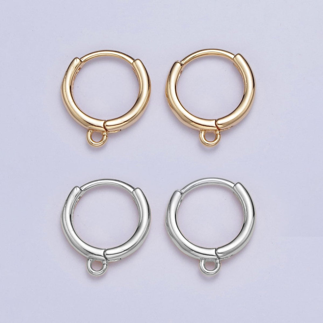 24K Gold Plated 12mm Gold or Silver Huggie Hoop with Open Link Earrings Supply Component For Jewelry Making L-811