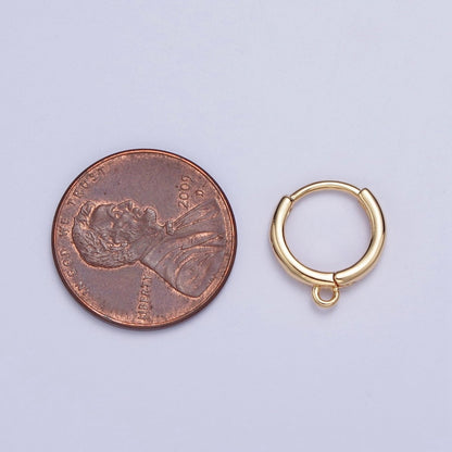 24K Gold Plated 12mm Gold or Silver Huggie Hoop with Open Link Earrings Supply Component For Jewelry Making L-811