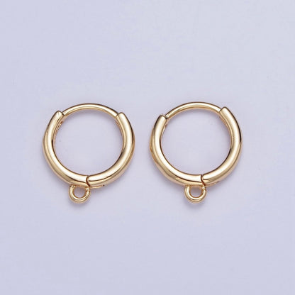24K Gold Plated 12mm Gold or Silver Huggie Hoop with Open Link Earrings Supply Component For Jewelry Making L-811