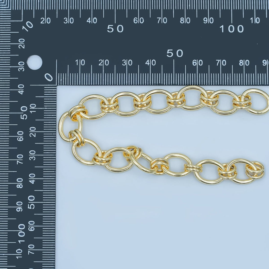 24K Gold Plated Gold Chunky Oval Cable Chain by Yard, 10.4X12.6mm, Bold ROLO Cable Chain, Fancy Statement Chain, Wholesale Bulk Chain | ROLL-468 Clearance Pricing