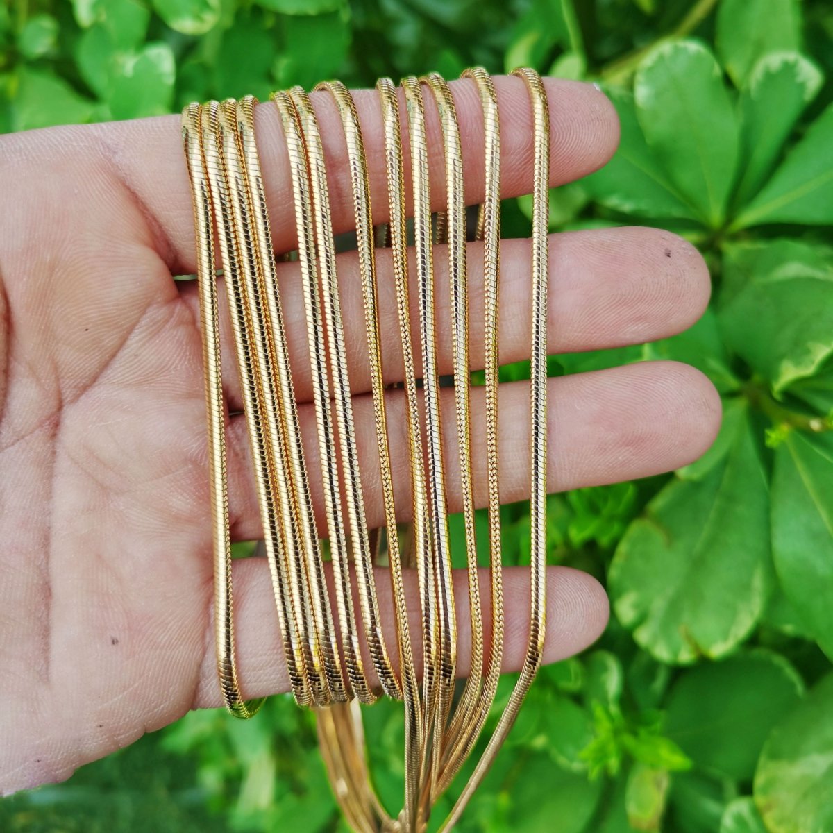 24K Gold Plated 2mm Minimalist Omega Chain 23.6 Inch Necklace | CN-00814