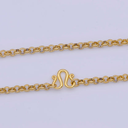 24k Gold Plated Rolo Link Chain Necklace 3.1mm Yellow ROLO Link Chain Layering Necklace | WA-1126 Clearance Pricing