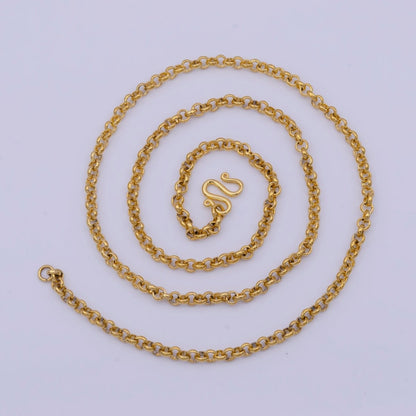 24k Gold Plated Rolo Link Chain Necklace 3.1mm Yellow ROLO Link Chain Layering Necklace | WA-1126 Clearance Pricing