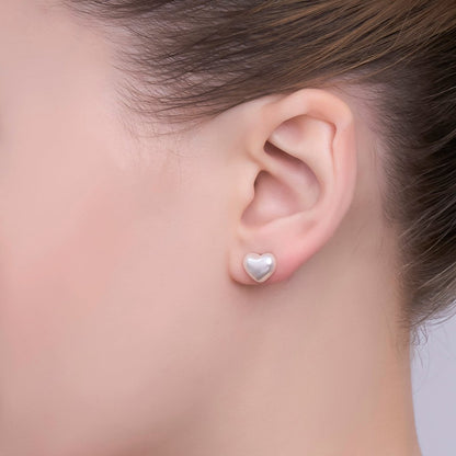 24K Gold Plated White Shell Pearl Heart Stud Earrings in Gold &amp; Silver | T439 T440