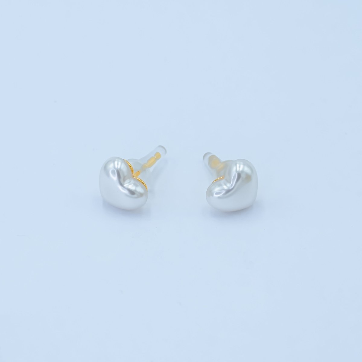 24K Gold Plated White Shell Pearl Heart Stud Earrings in Gold &amp; Silver | T439 T440