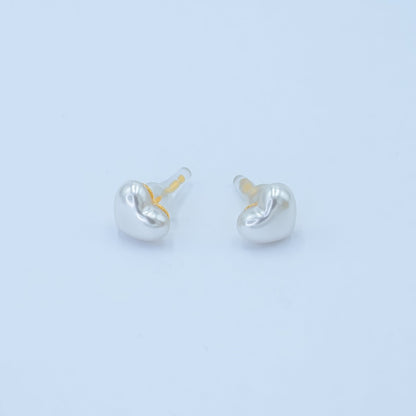 24K Gold Plated White Shell Pearl Heart Stud Earrings in Gold &amp; Silver | T439 T440