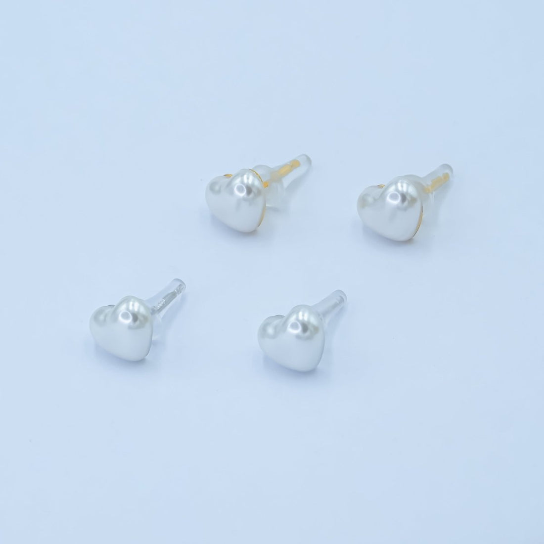 24K Gold Plated White Shell Pearl Heart Stud Earrings in Gold &amp; Silver | T439 T440