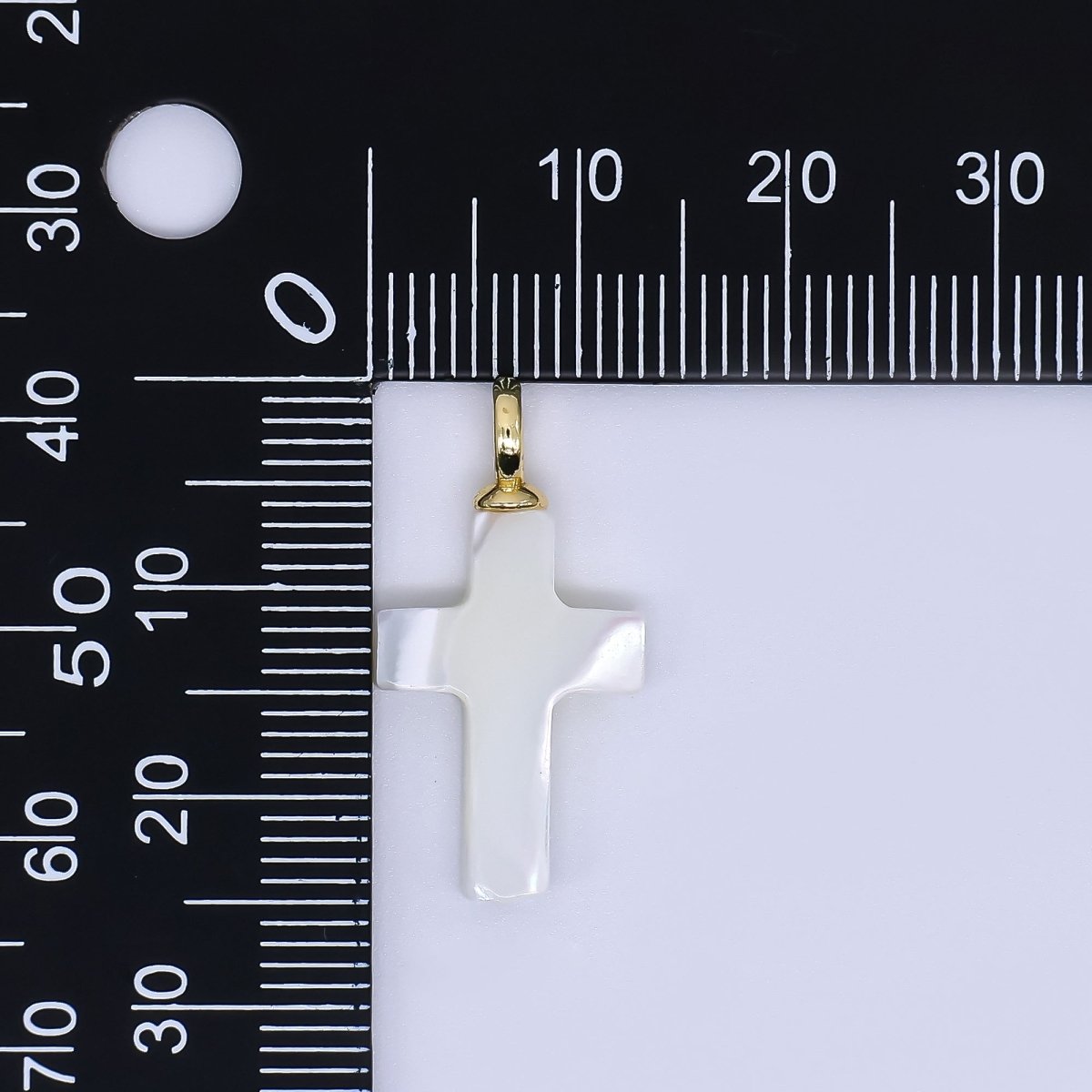 24K Gold Shell Pearl Shiny Holy Cross Charm Pendant | AF-552 P-1738