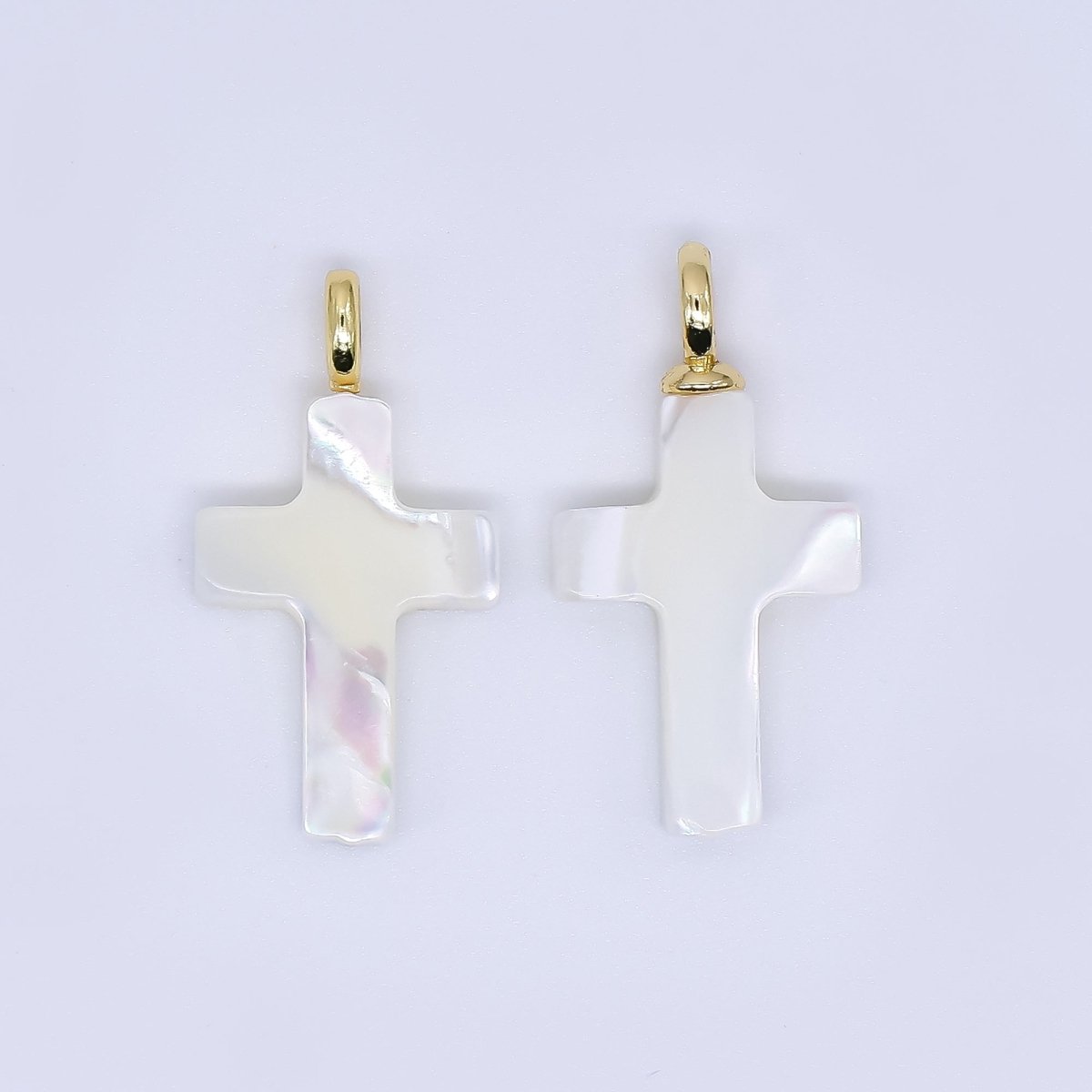 24K Gold Shell Pearl Shiny Holy Cross Charm Pendant | AF-552 P-1738