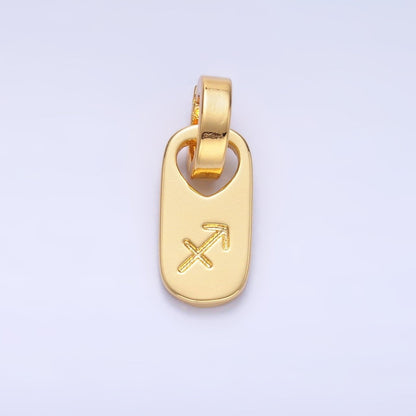24K Gold Zodiac Star Sign Script Engraved Snap Latch Tag Pendant | A1307 - A1312