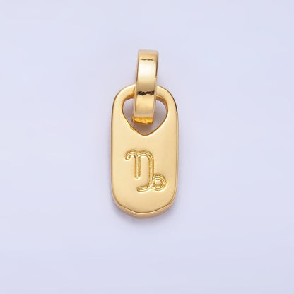 24K Gold Zodiac Star Sign Script Engraved Snap Latch Tag Pendant | A1307 - A1312
