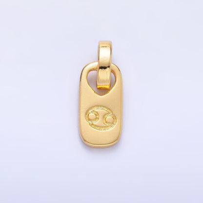 24K Gold Zodiac Star Sign Script Engraved Snap Latch Tag Pendant | A1307 - A1312