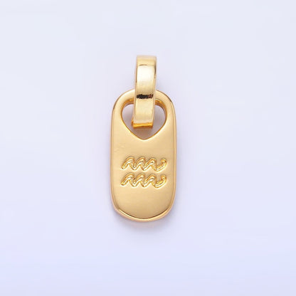 24K Gold Zodiac Star Sign Script Engraved Snap Latch Tag Pendant | A1307 - A1312