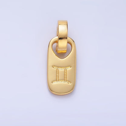 24K Gold Zodiac Star Sign Script Engraved Snap Latch Tag Pendant | A1307 - A1312