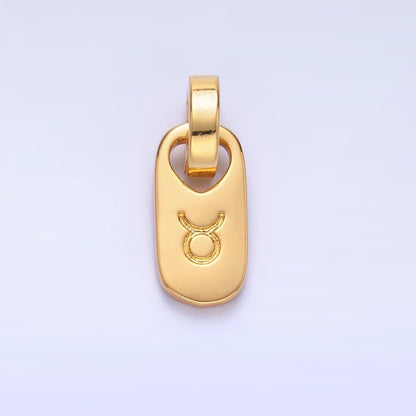 24K Gold Zodiac Star Sign Script Engraved Snap Latch Tag Pendant | A1307 - A1312