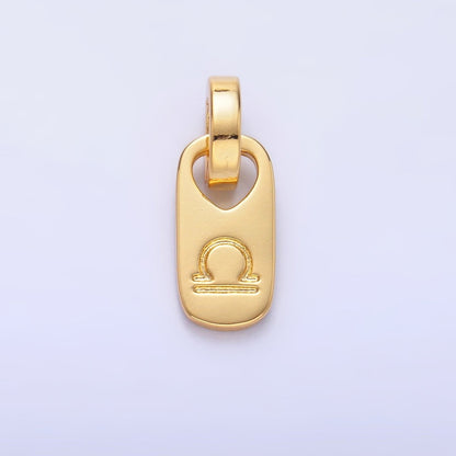 24K Gold Zodiac Star Sign Script Engraved Snap Latch Tag Pendant | A1307 - A1312