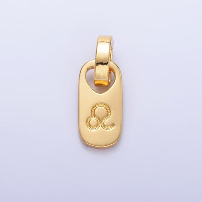 24K Gold Zodiac Star Sign Script Engraved Snap Latch Tag Pendant | A1307 - A1312