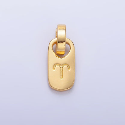 24K Gold Zodiac Star Sign Script Engraved Snap Latch Tag Pendant | A1307 - A1312