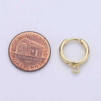 24K Simple Golden Gold Filled Huggies One Touch Earring - K-350