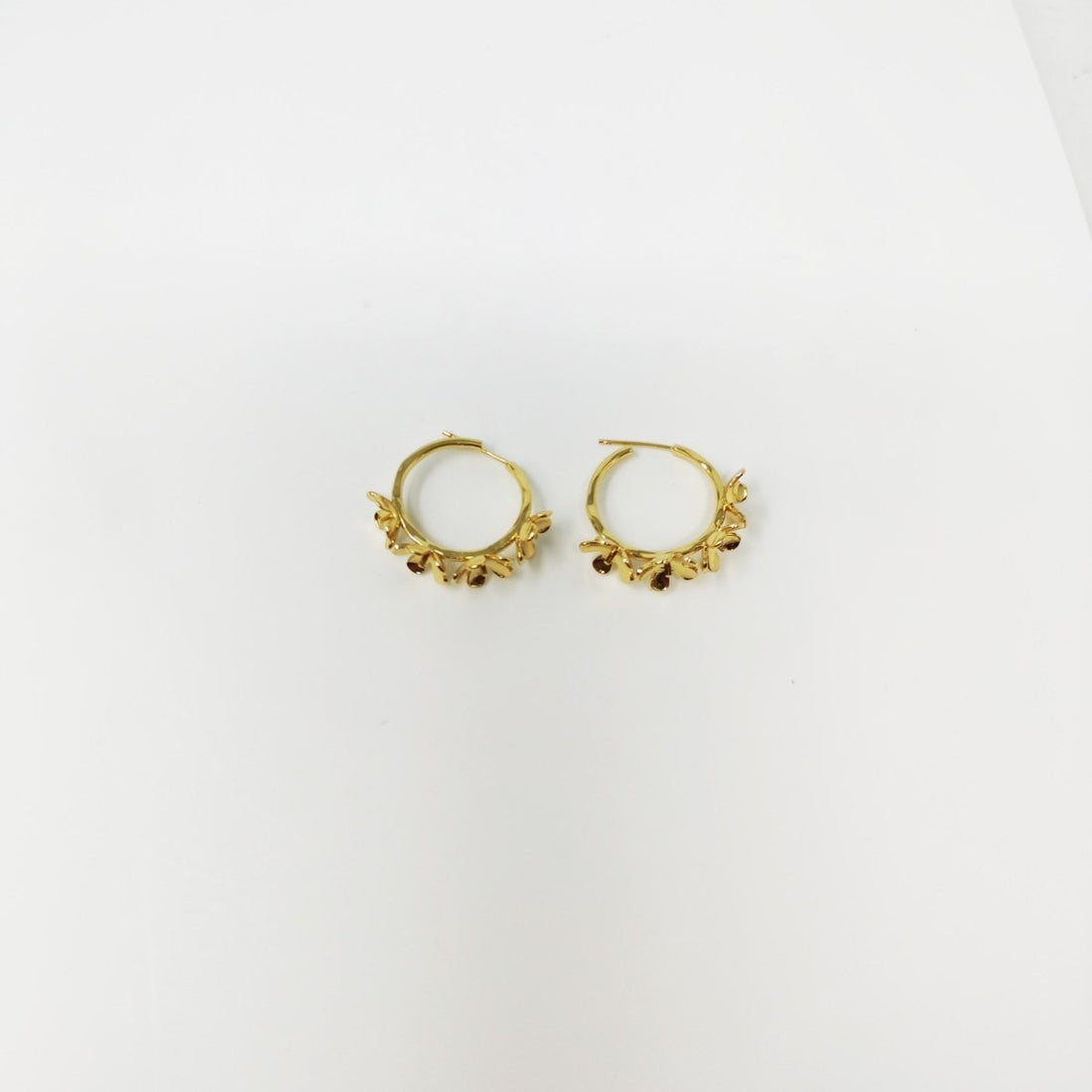 24k Vermeil Gold Earrings, Hoop Earrings, Medium Hoop, Floral Earring, Gift for Her, Earrings for Women, Everyday Wear Earrings, K-620