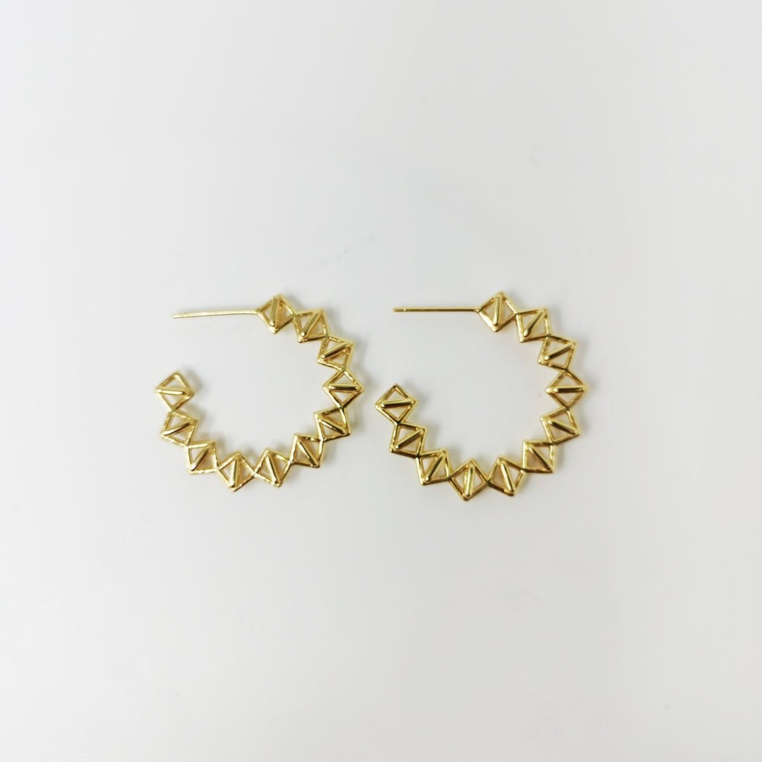 24k Vermeil Gold Earrings, Hoop Earrings, Medium Hoop, Geometric Earring, Gift for Her, Earrings for Women, Everyday Wear Earrings K-745