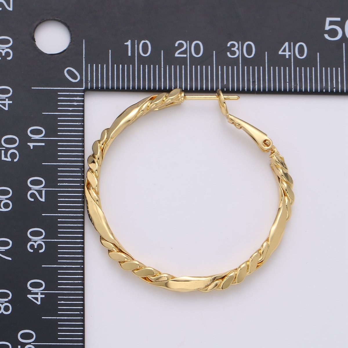 24k Vermeil Gold Earrings, Hoop Earrings, Medium Hoop, Half Twisted Rope Earring, Gift for Her, Earrings for Women, Everyday Wear Earring Q-527