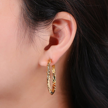 24k Vermeil Gold Earrings, Hoop Earrings, Medium Hoop, Half Twisted Rope Earring, Gift for Her, Earrings for Women, Everyday Wear Earring Q-527
