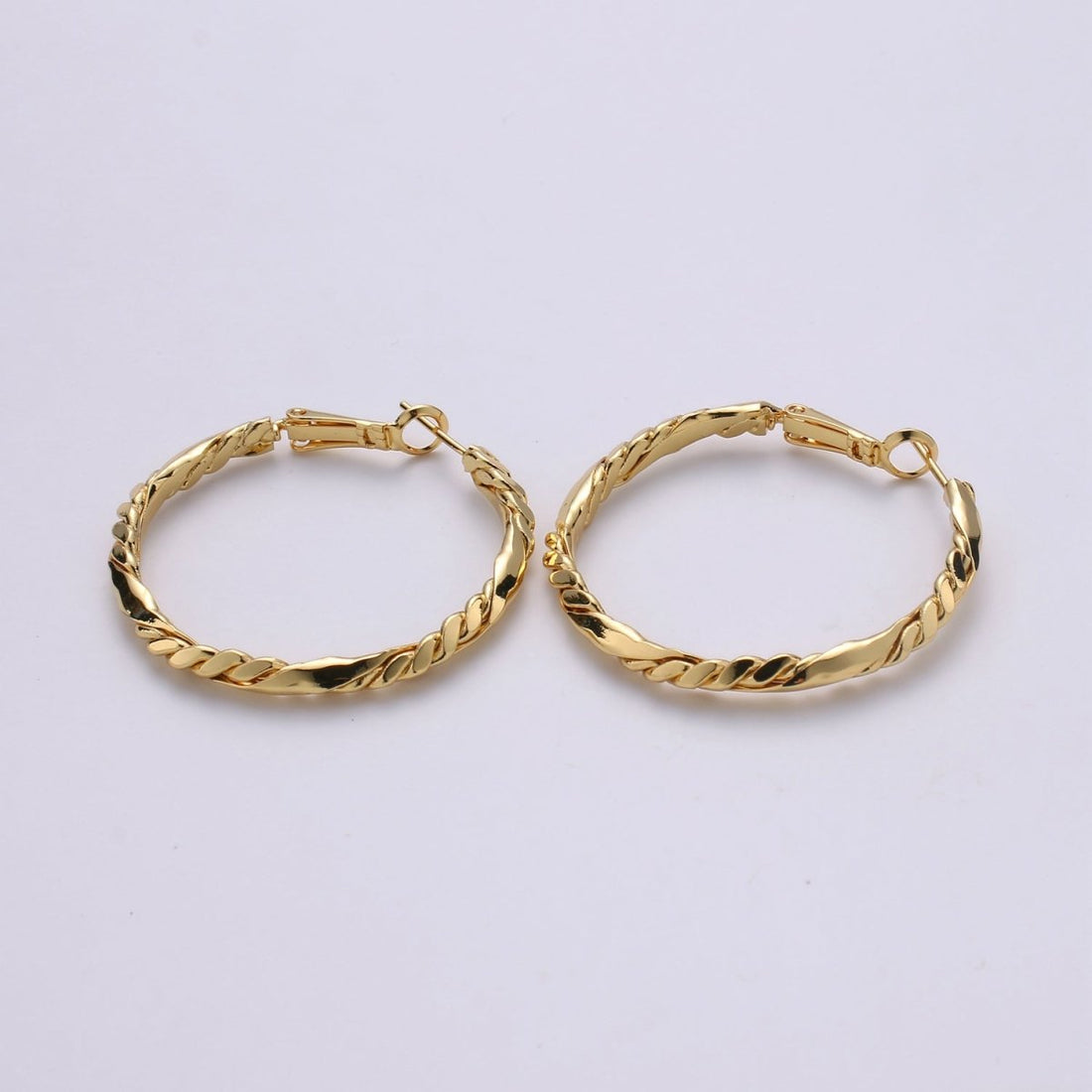 24k Vermeil Gold Earrings, Hoop Earrings, Medium Hoop, Half Twisted Rope Earring, Gift for Her, Earrings for Women, Everyday Wear Earring Q-527