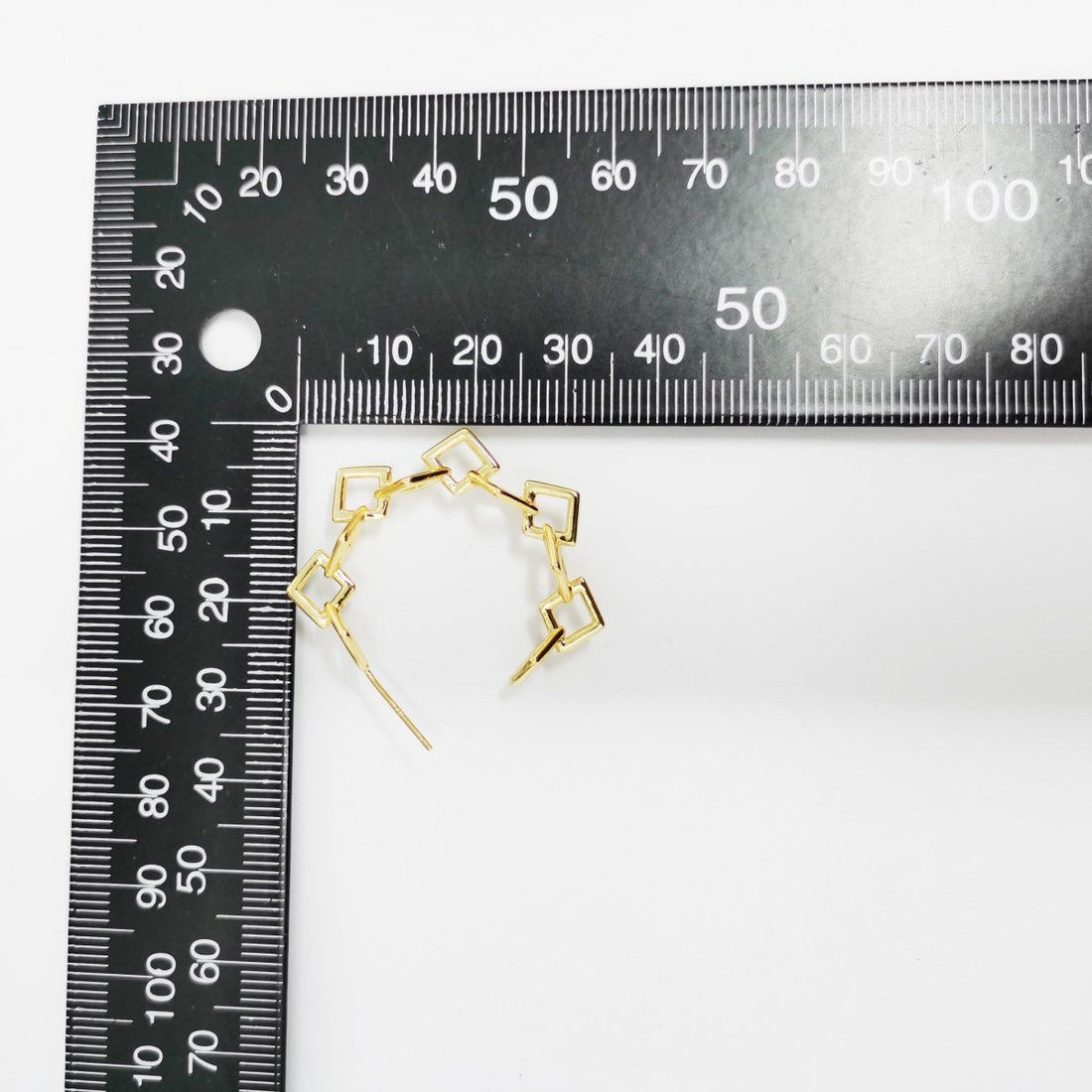 24k Vermeil Gold Earrings, Hoop Earrings, Medium Hoop, Square Linked Earring, Gift for Her, Earrings for Women, Everyday Wear Earrings, K-741