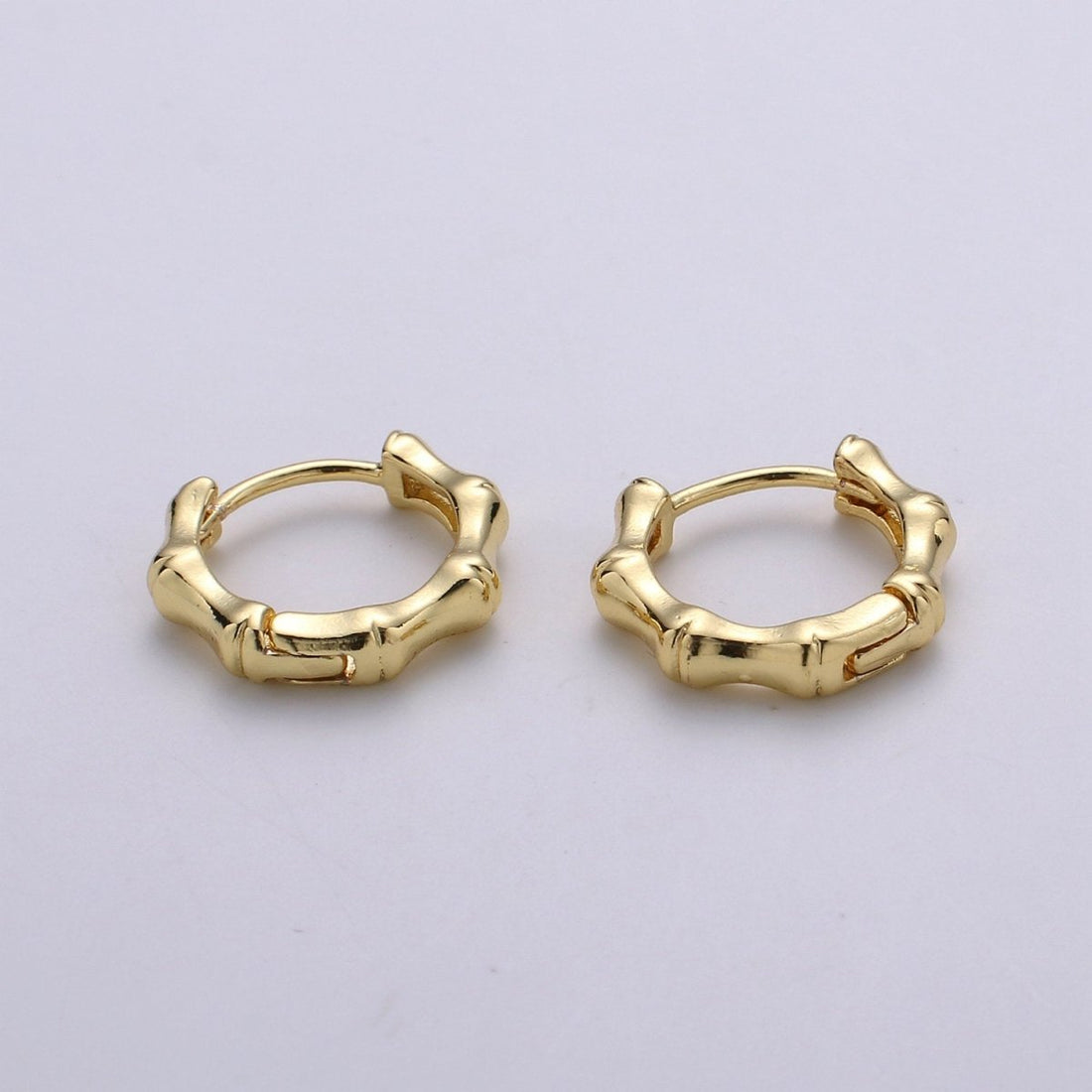 24k Vermeil Gold Earrings, Huggie Earring, Dainty Earrings, Tiny Bamboo Earrings, Everyday Wear Earrings, Rose gold Earring, 15mm Earring K-676 K-677