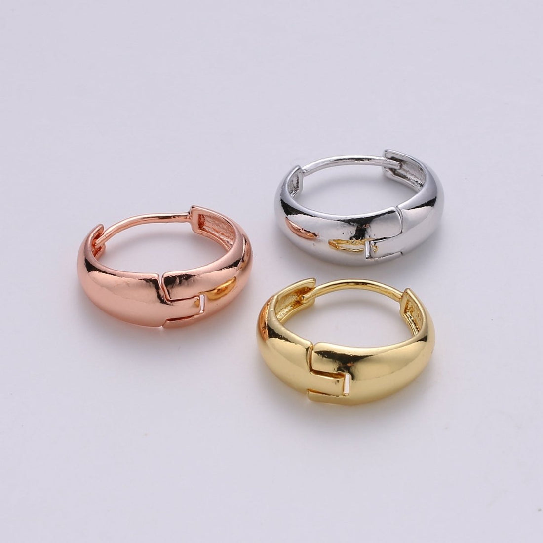24k Vermeil Gold Earrings, Huggie Earring, Tiny Earrings, Smooth Plated Earrings, Everyday Wear Earrings, Rosegold Earring, 18mm Earring K-653 K-655
