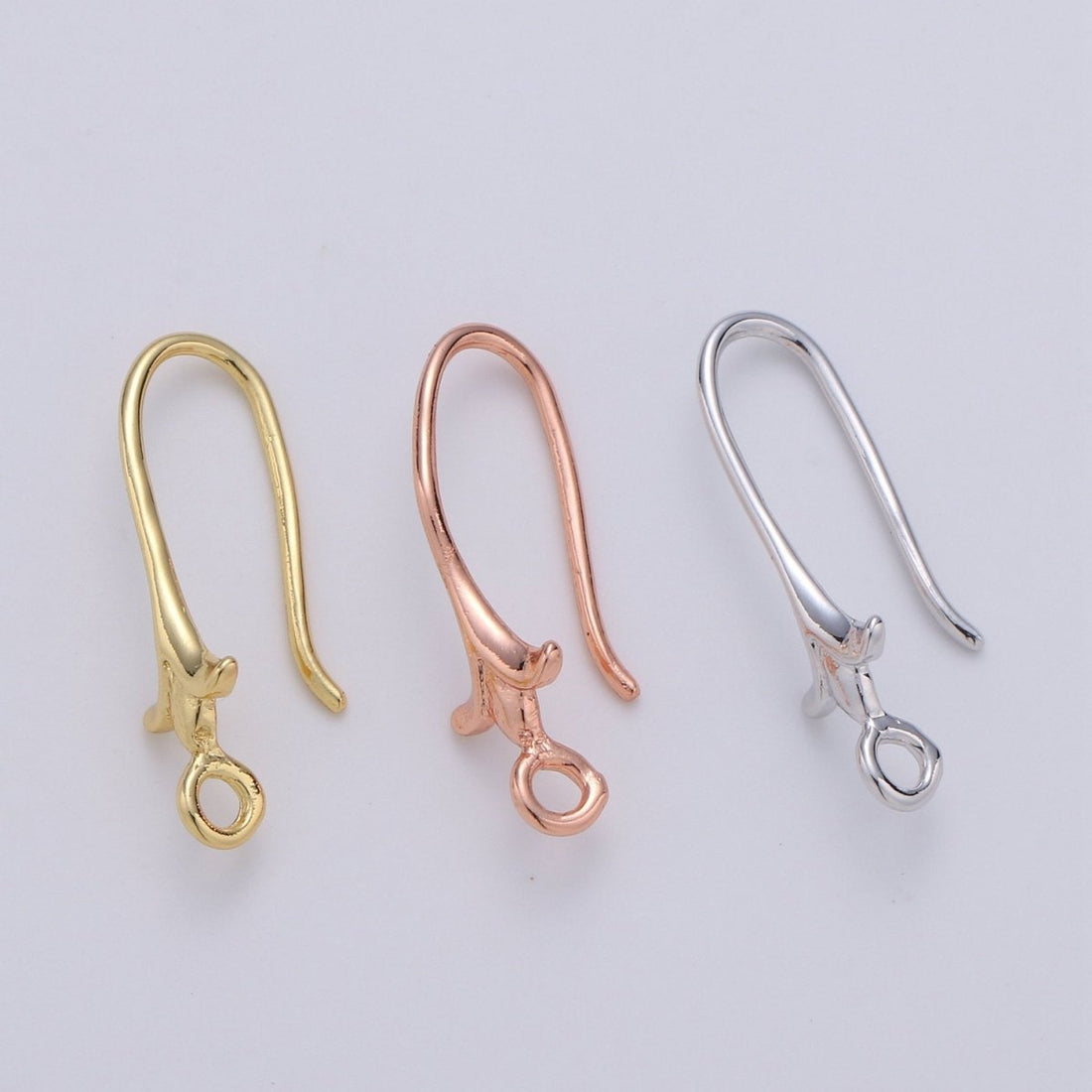 24k Vermeil Gold Earrings, Open Link, Hook Earring, Flower Earring, Flower Stem Earring, DIY Earrings, Everyday Wear Earrings K-672 - K-674